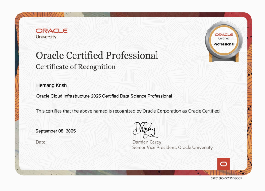 Oracle Data Science Certificate